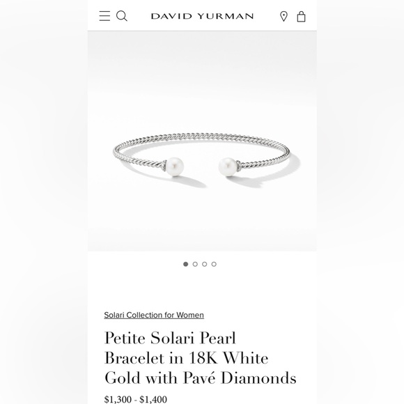 David Yurman 18K white gold diamond and pearl cuff bracelet - Picture 1 of 6